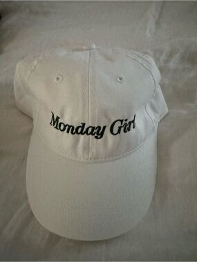 Monday Girl White Embroidered Baseball Cap